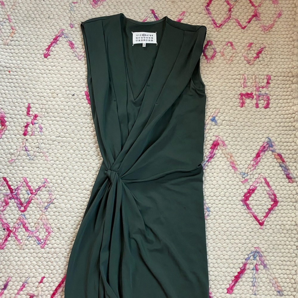 Green Margiela pleated dress